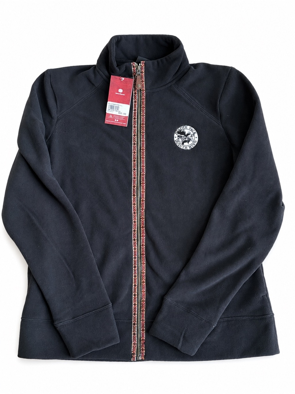 Women's Full-Zip Fleece Jacket with Patterned Trim